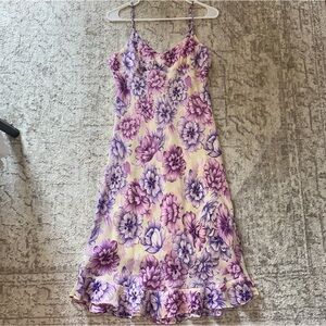 Vintage Purple Floral Midi Dress